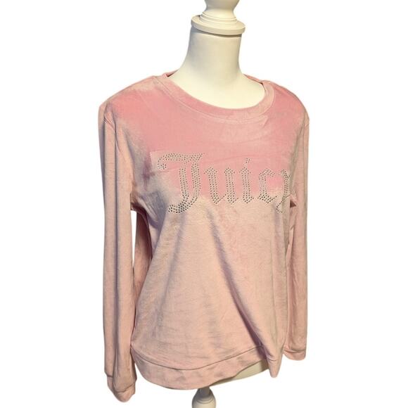 Juicy Couture Pink Velour Rhinestone Logo Sweatshirt Size L New with tags Large - Picture 1 of 5